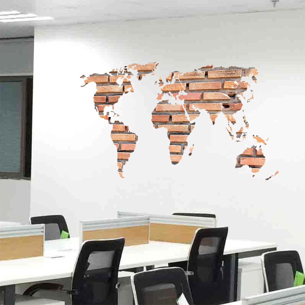 Self Adhesive Mural Wallpaper Vinyl Stickers Wall Decoration World Map Design 3D Wall Sticker