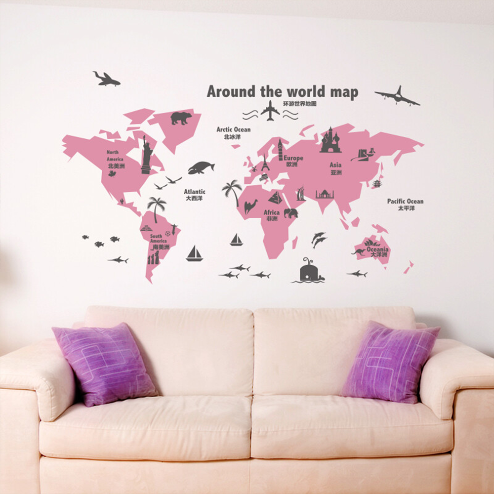 Self Adhesive Mural Wallpaper Vinyl Stickers Wall Decoration World Map Design 3D Wall Sticker