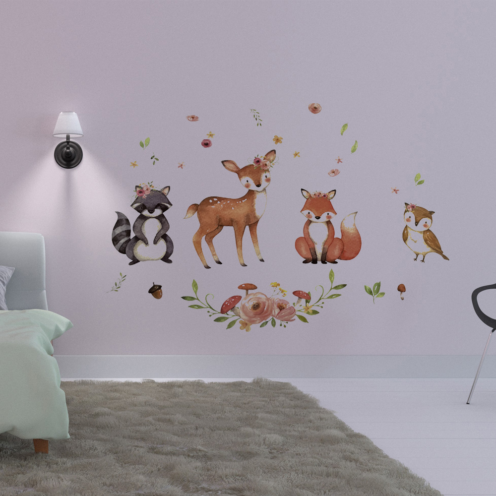 Kids Wall Decal Safari Animals Wall Sticker for Nursery African Animal Removable Peel and Stick Elk Wall Decal