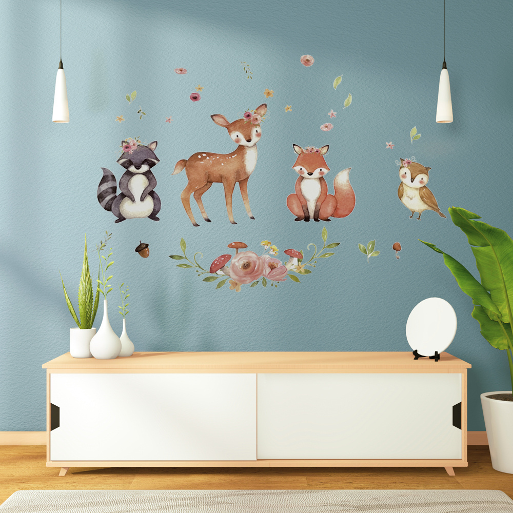 Kids Wall Decal Safari Animals Wall Sticker for Nursery African Animal Removable Peel and Stick Elk Wall Decal