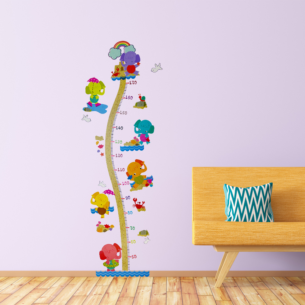 Wall Decals Peel and Stick Removable Animal Tree and Height Measurement Growth Chart Cartoon Kids Wall Stickers