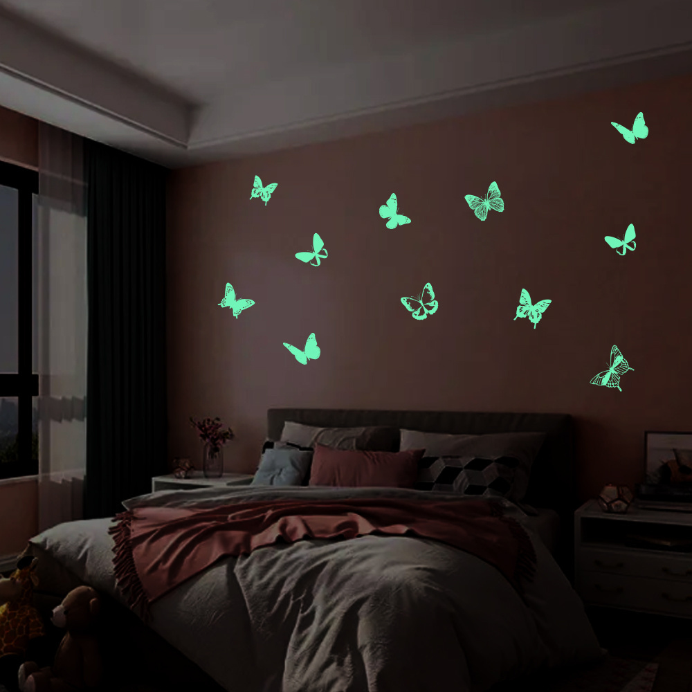 Eco Friendly Removable Custom Vinyl Space Moon Star Rocket Glow  Wall Stickers Dark Stars