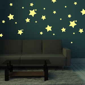 Eco Friendly Removable Custom Vinyl Space Moon Star Rocket Glow  Wall Stickers Dark Stars