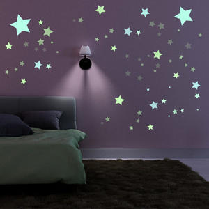 Hot Sale Luminous Planets Wall Stickers Cute Stars Moon Glow-In-The-Dark Wallpaper Creative Kid's Bedroom Decorative