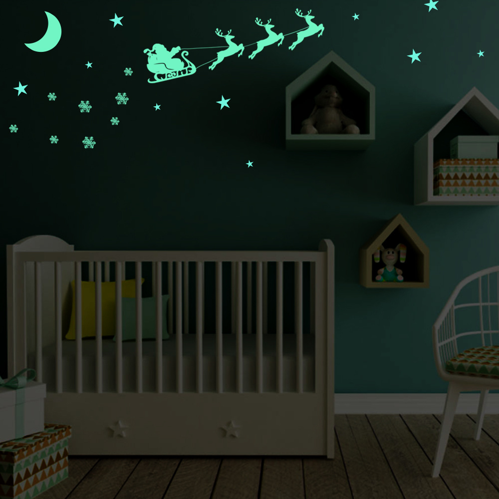 Hot Sale Luminous Planets Wall Stickers Cute Stars Moon Glow-In-The-Dark Wallpaper Creative Kid's Bedroom Decorative