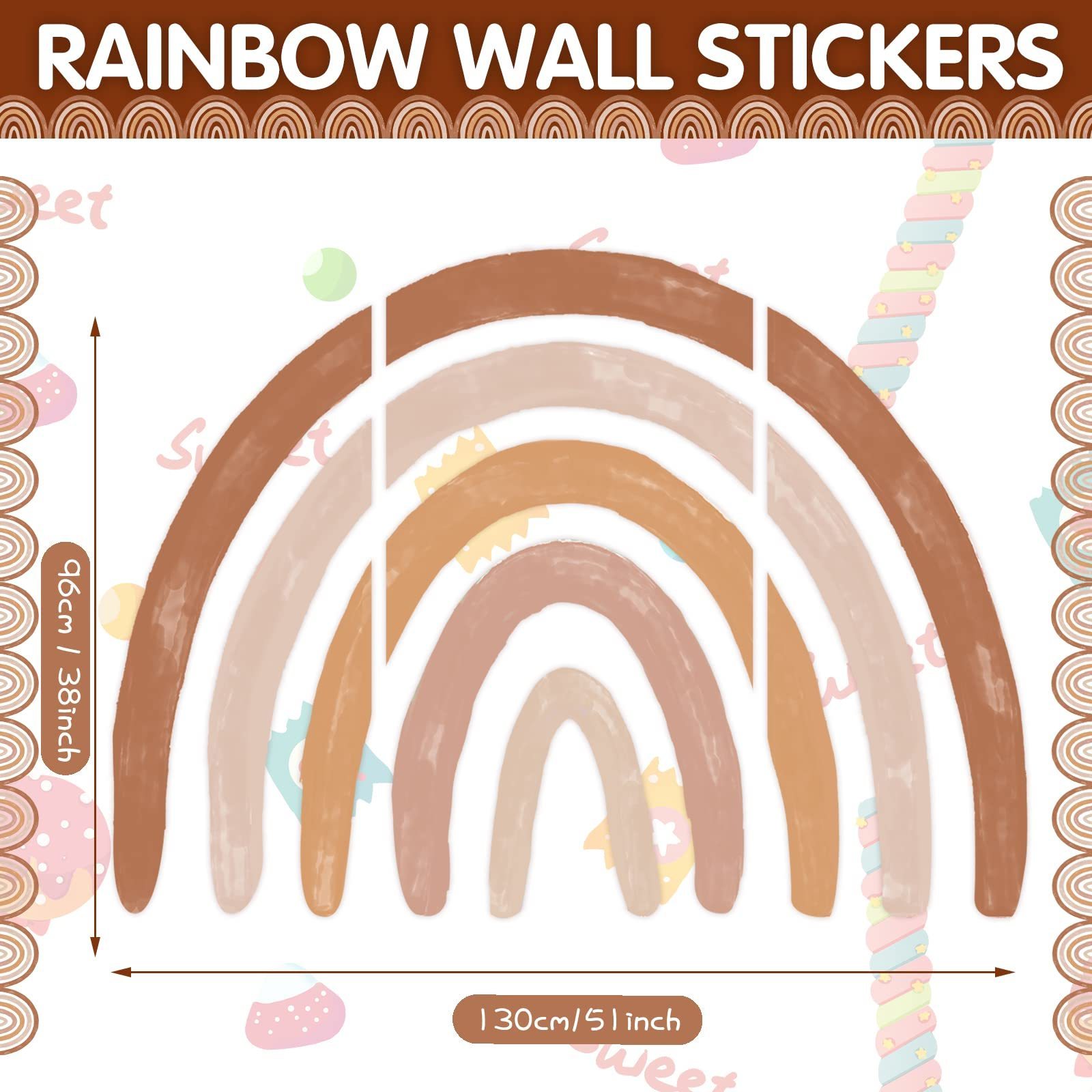 Rainbow Home Decoration Wall Decal for Kids Bedroom Decoration Waterproof Vinyl Wall Decor Sticker