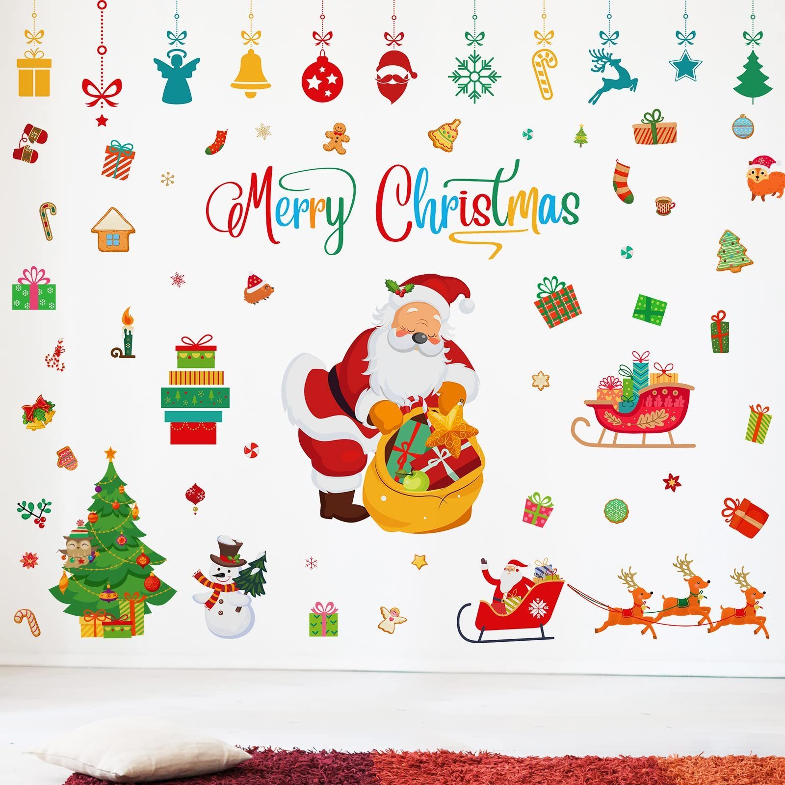 Christmas Snowflake Wall Stickers Window Wall Decal Removable Printing PVC Vinyl Wall Sticker