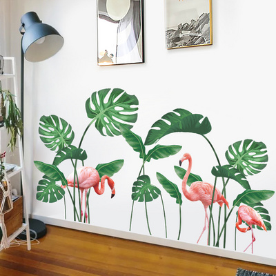 New Design Green Plants Big Leaves Removable PVC Bedroom Living Room Porch Decorative Wall Decals