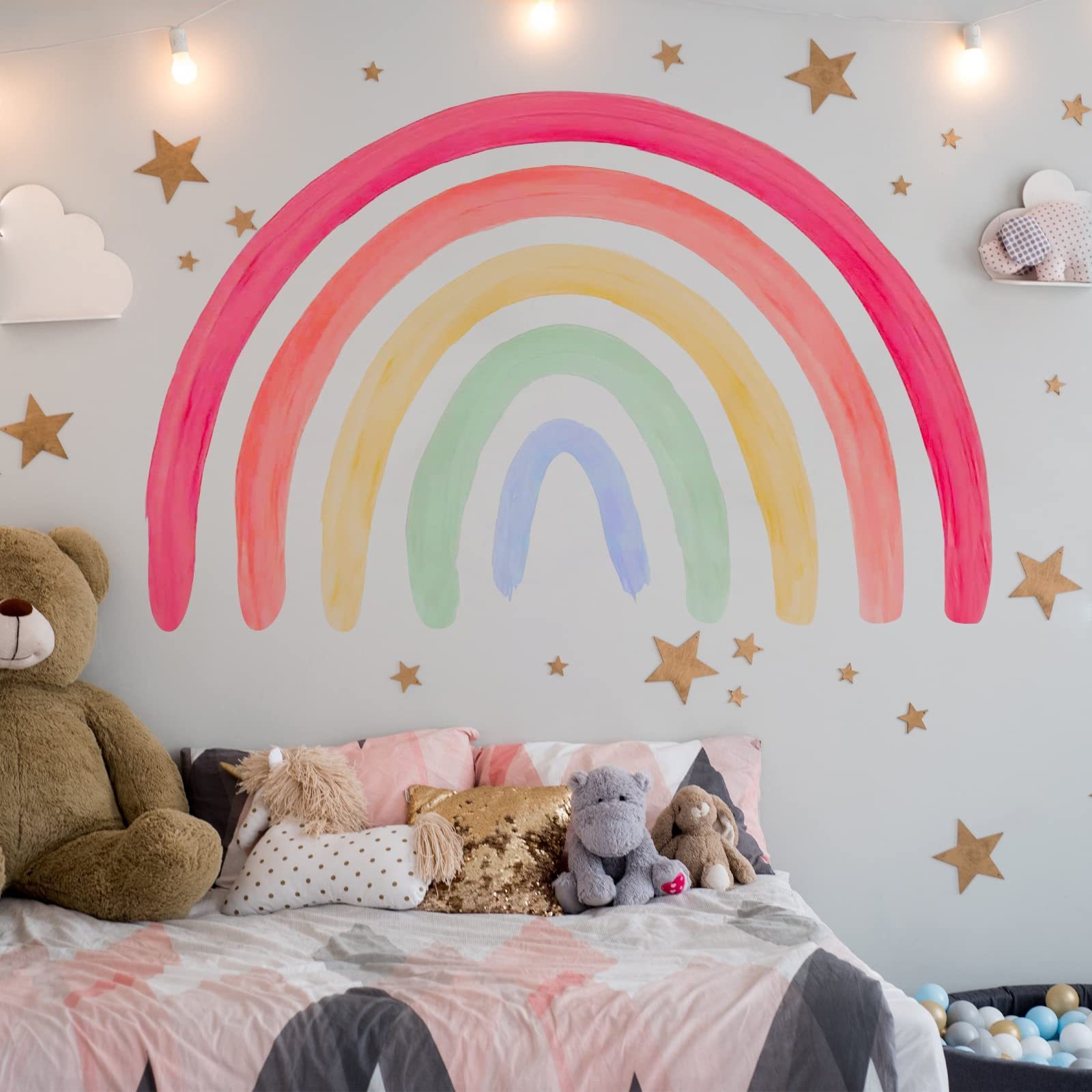 Waterproof Rainbow Kids Room Living Room Kitchen Decoration Wall Stickers Anti-Collision Window Decals