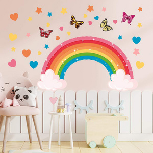 Rainbow Wall Mural Stickers Large Wall Decals Pastel Rainbow Stickers Boho Rainbow Wall Decals for Girl