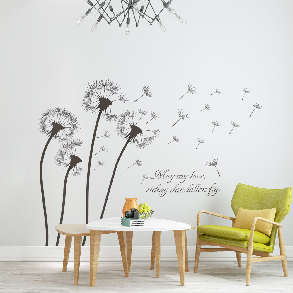 Popular Dandelion Waterproof Wall Decal Pvc/Paper Decoration Adhesive 3d Animals Wall Stickers For Kids