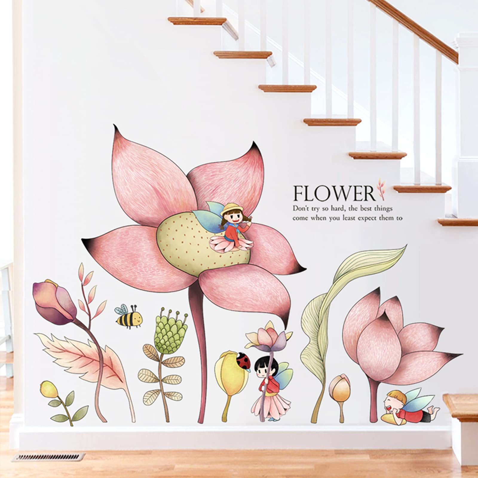 2021 New Arrival Girl Sticker Home Decor DIY Dandelion Flowers TV Background Wall Sticker Living Room Bedroom