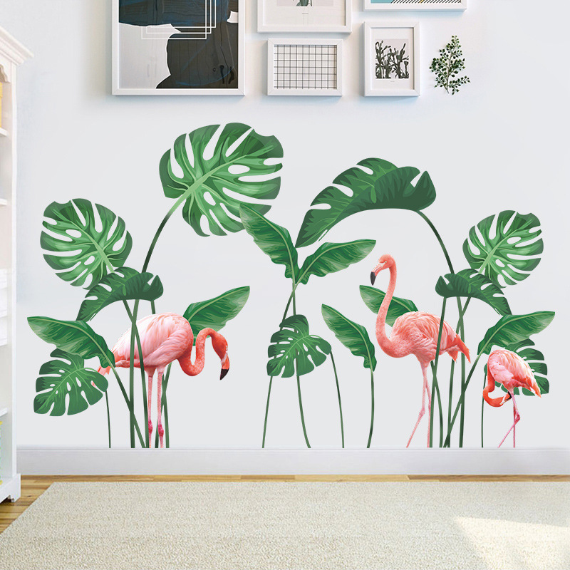 New Design Green Plants Big Leaves Removable PVC Bedroom Living Room Porch Decorative Wall Decals