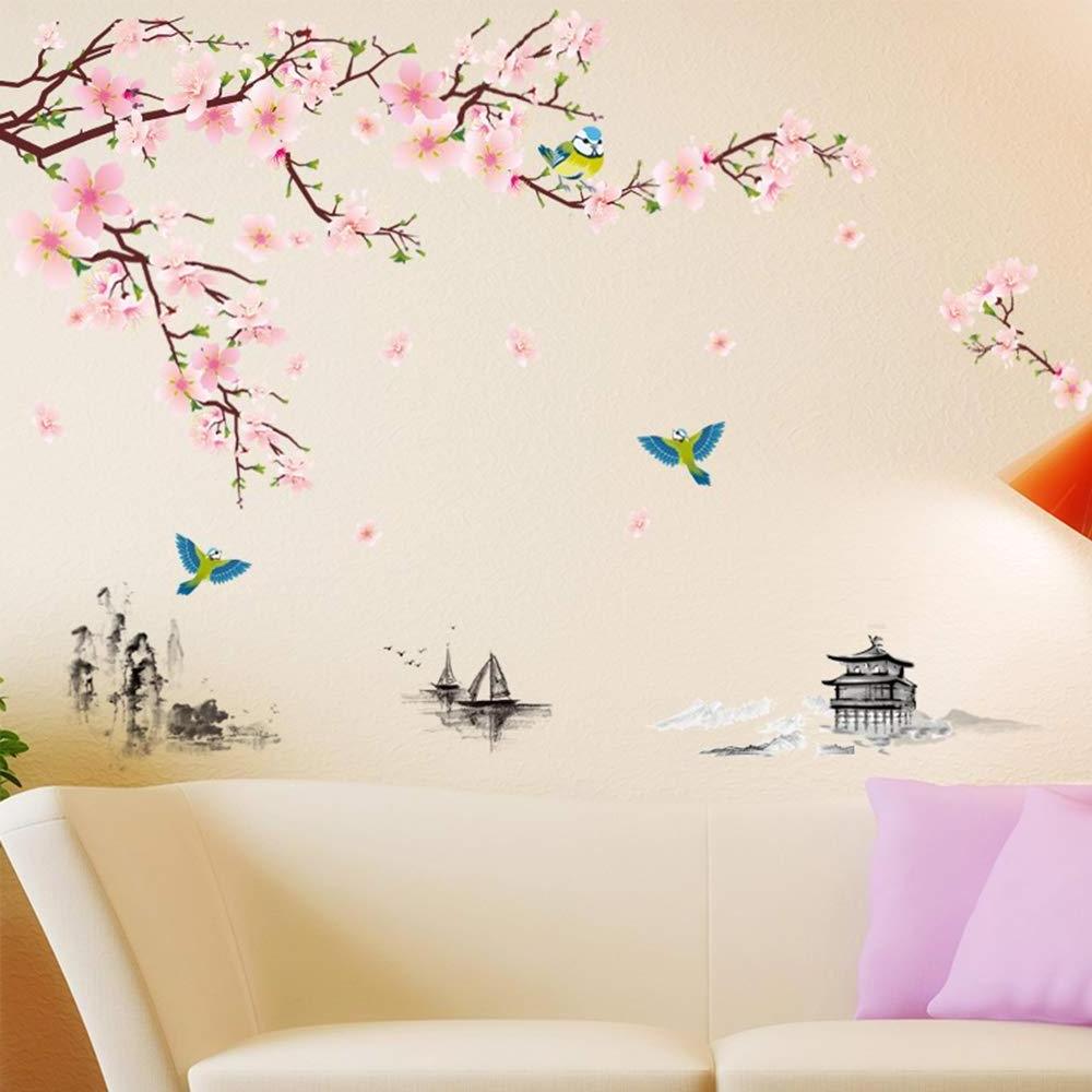 Ready to Ship High Quality Wedding Flower Wall Sticker  PVC Decal Peony Rose Flower Wall Stickers Home Decor For Kids Room