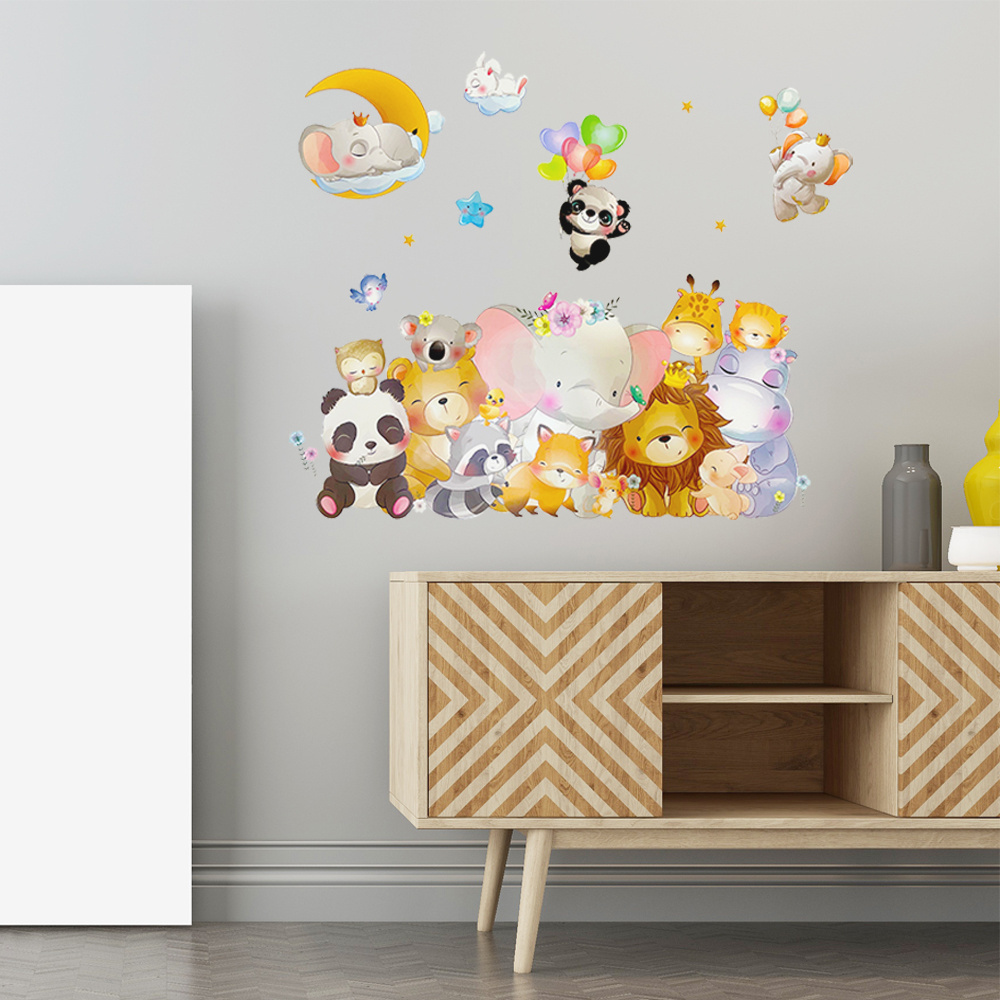 Custom Wall Sticker Forest Baby Animals Wall Decals Vinyl Jungle Animal Wall Decals for Nursery & Classroom