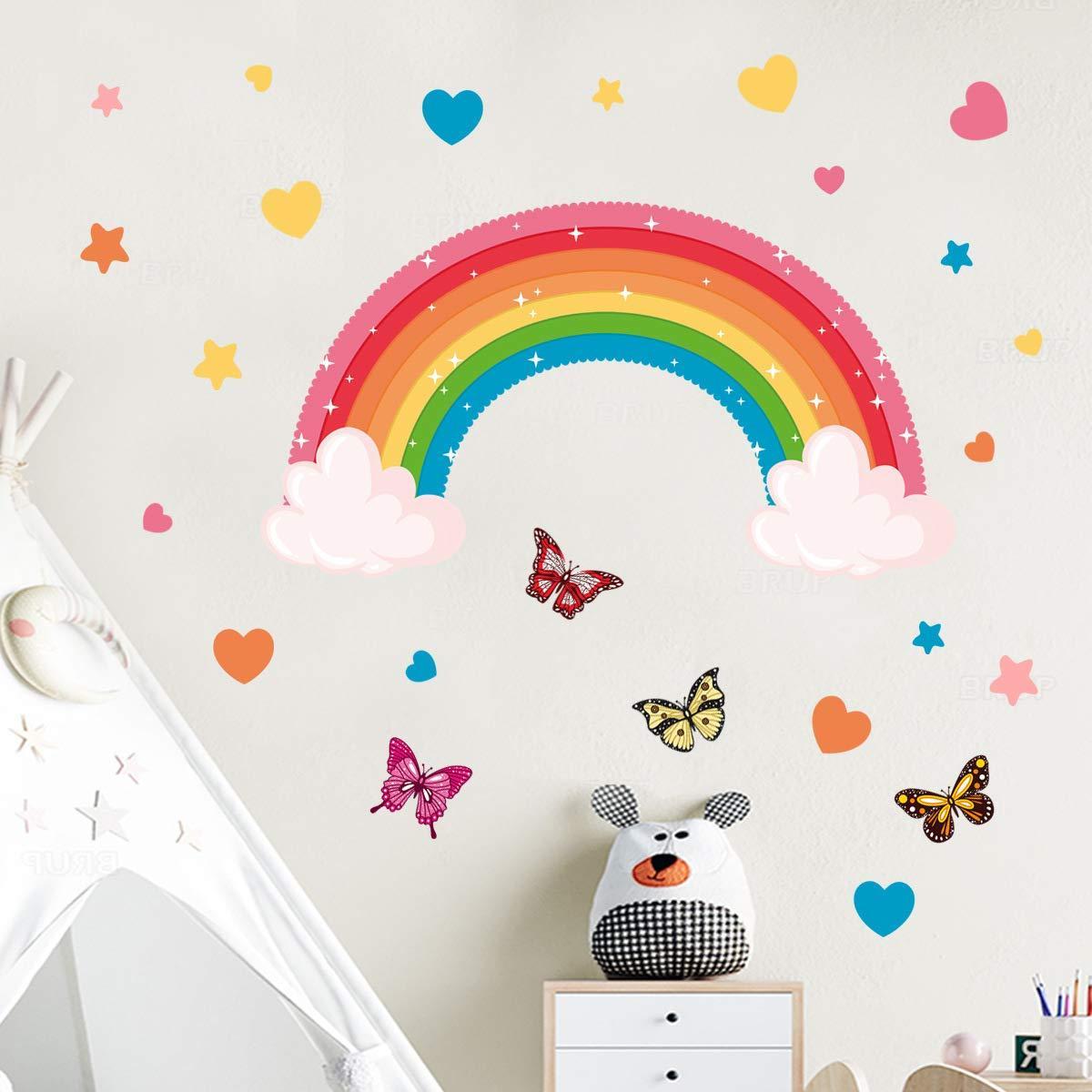 Rainbow Wall Mural Stickers Large Wall Decals Pastel Rainbow Stickers Boho Rainbow Wall Decals for Girl