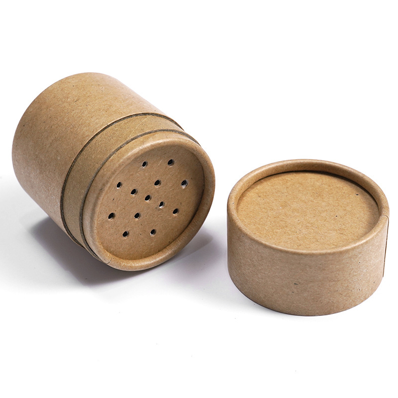 Eco Friendly Kraft Cardboard Paper Tube Biodegradable Salt Shaker Cardboard Container Salt Shaker Tube with Lid Salt Canister