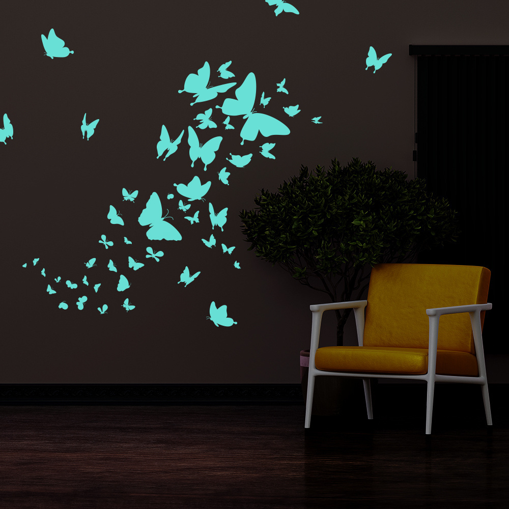 Wall Stickers Luminous 3D Butterflies Peel and Stick Butterfly Decoration Wall Art Decor for Kids Girls Bedroom Ceiling Nursery