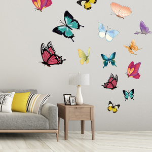 3D Wall Decals Flowers and Flying Butterfly Wall Stickers Murals Self-adhesive Peel and Stick Wall Decor