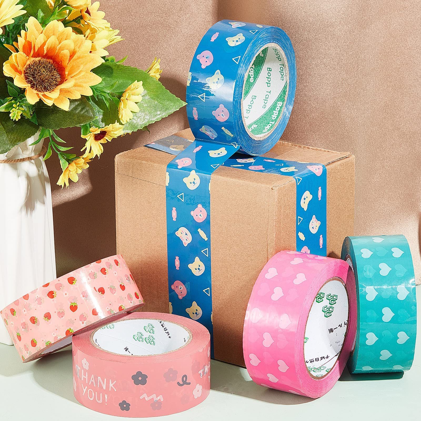 Custom Recycled Kraft Adhesive Packing Tape Colorful Printing Shipping Tape Cartoon Package Tape Decorative