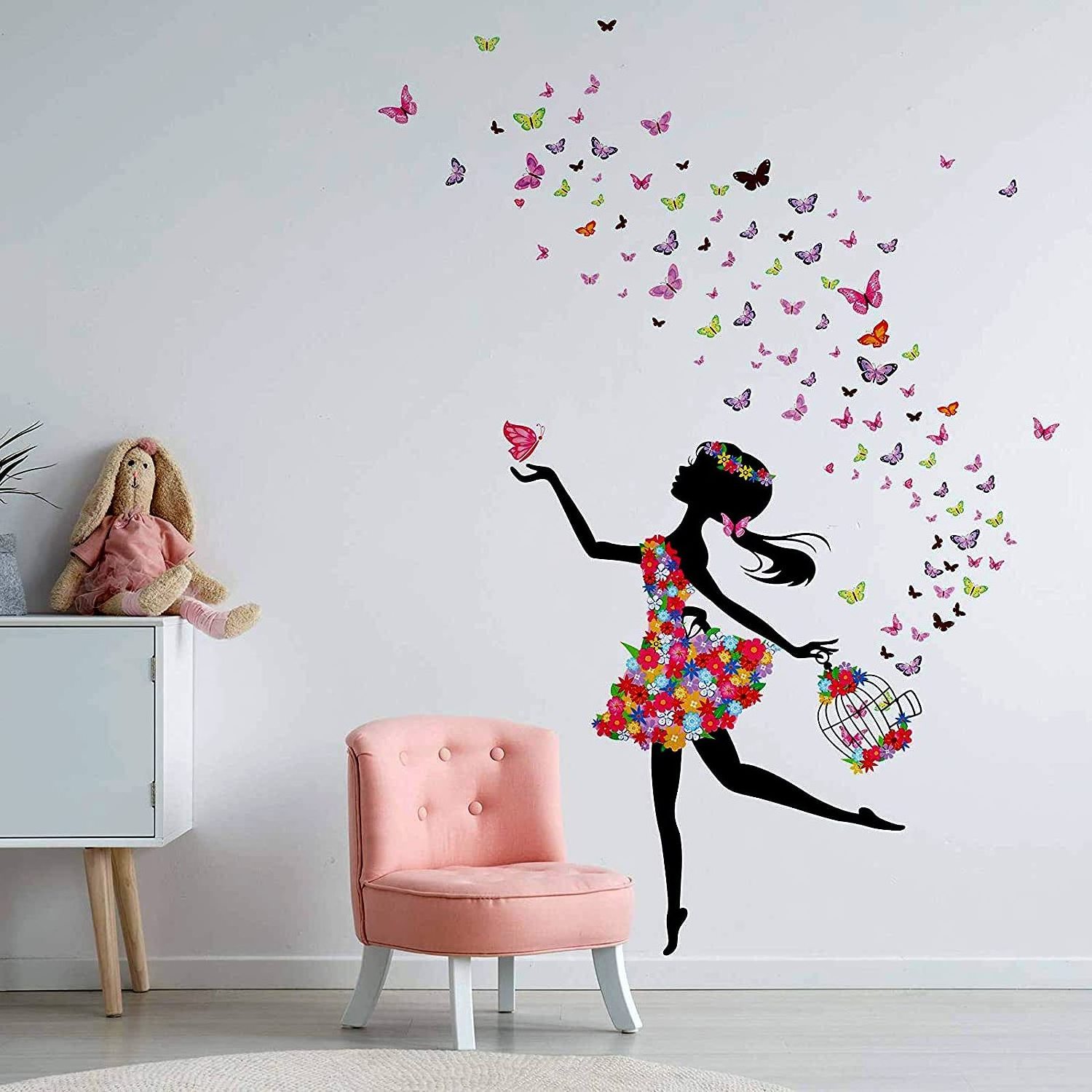 Removeable Beautiful 3D Wall Decals Sticker Nature Flower Waterproof Wall Decals Room Decor Girl Wall Sticker