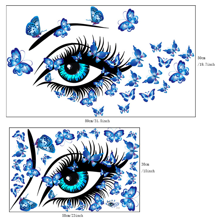 Hot Selling Art Eyelashes Wall Sticker Eye Eyebrows Vinyl Wall Decal Stickers For Room