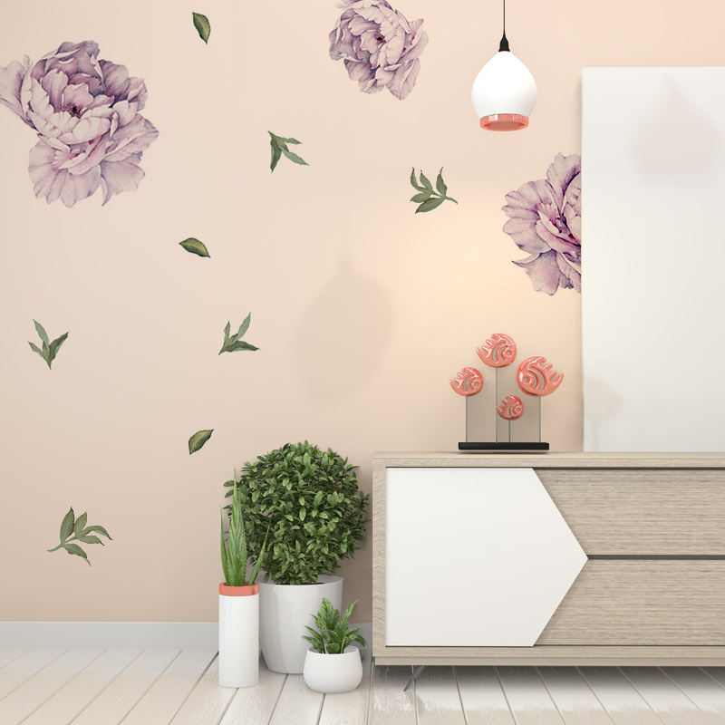 Large Size Romantic Flower Wall Sticker Custom Colored Flowers Wall Stickers