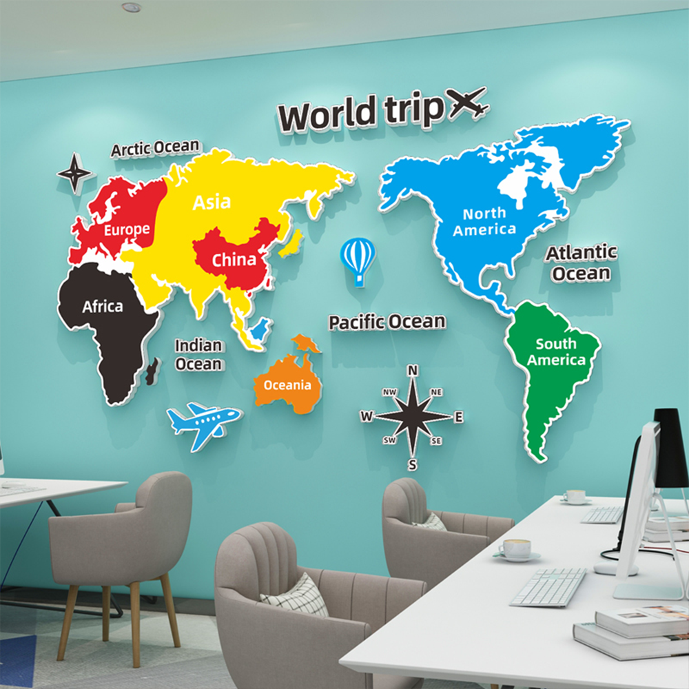 Custom 3D Wallpaper Cartoon Around the World Map Children Room Background For Bedroom TV Decoration Wall Mural