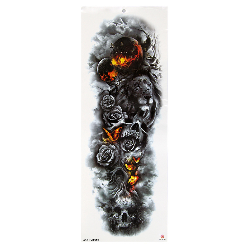 Wholesale Hot Sale Men Large Arm Sleeve Black Sexy  Tattoo Water Transfer Custom Temporary Tattoo Sticker