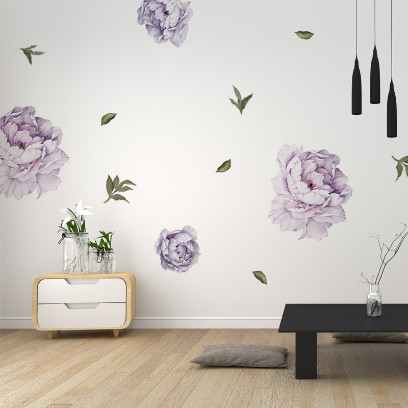 Custom Wall Sticker Rose Bouquet Flowers Peel and Stick Wallpaper Wall Decal for Sofa Background