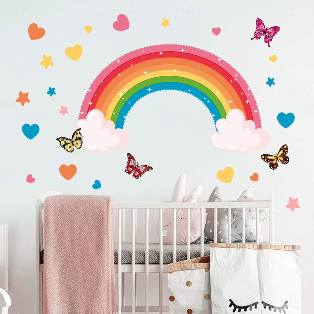 Rainbow Wall Mural Stickers Large Wall Decals Pastel Rainbow Stickers Boho Rainbow Wall Decals for Girl