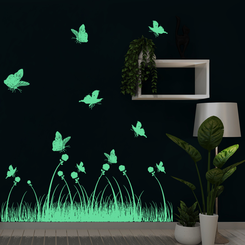 Hot Sale Night Glow The Dark 3D Butterfly Luminous Wall Stickers Peel and Stick Wall Decoration for Kids