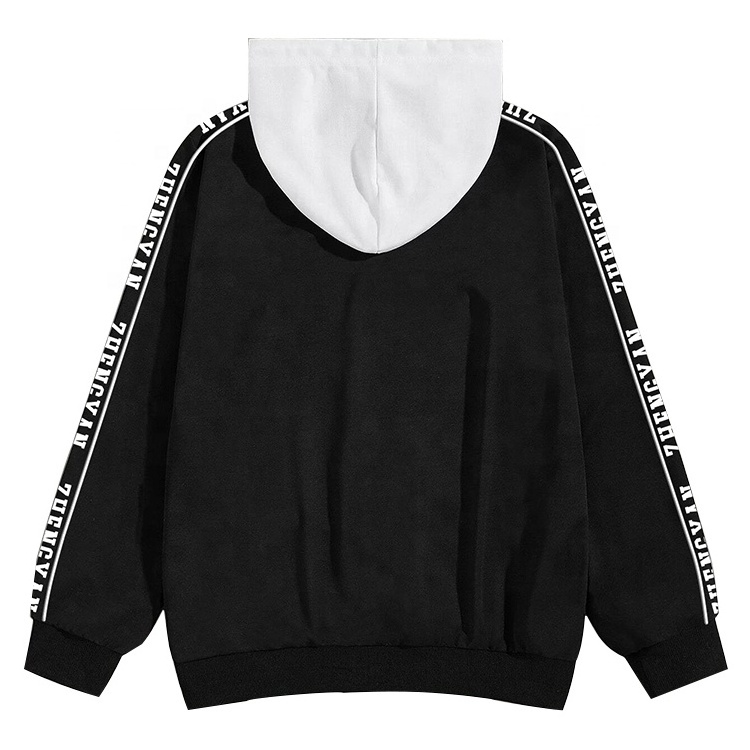 Wholesales 100% Cotton Black And White Hoodie Logo Streetwear Men's Hoodies