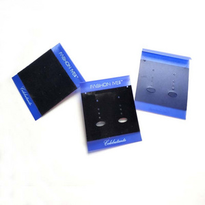 Custom Printed Blue 4 pairs Earring Packaging Display Cards Printing PVC Velvet Necklace Jewelry Holder With Logo