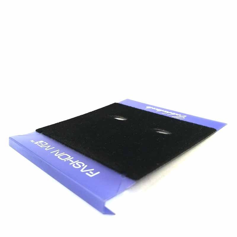 Custom Printed Blue 4 pairs Earring Packaging Display Cards Printing PVC Velvet Necklace Jewelry Holder With Logo