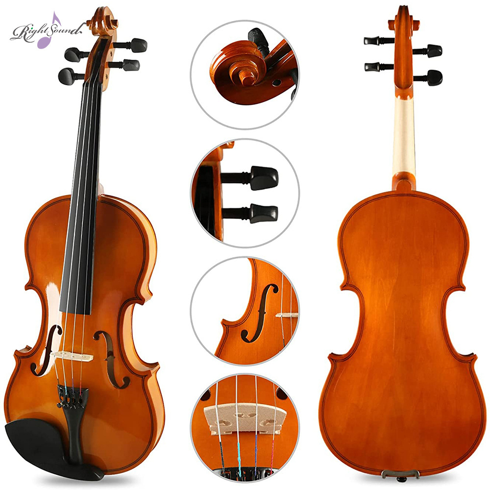 Elegant Design 1/2 1/4 Violin Set Starter Violin Kit 3/4 Violin Set Natural Varnish Fiddle for Kids Beginners Students