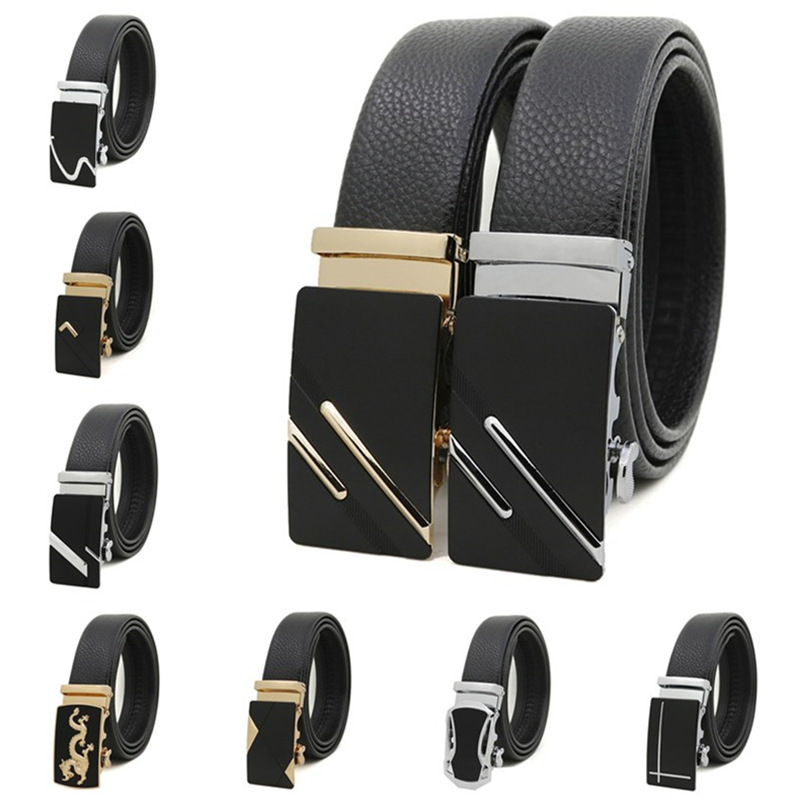 genuine leather belts for men designer belt Men's business leisure cowhide belt alloy automatic buckle