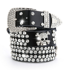 Luxury Women genuine leather accessories rhinestone fashion decorative ladies edition jeans wide belt for lady