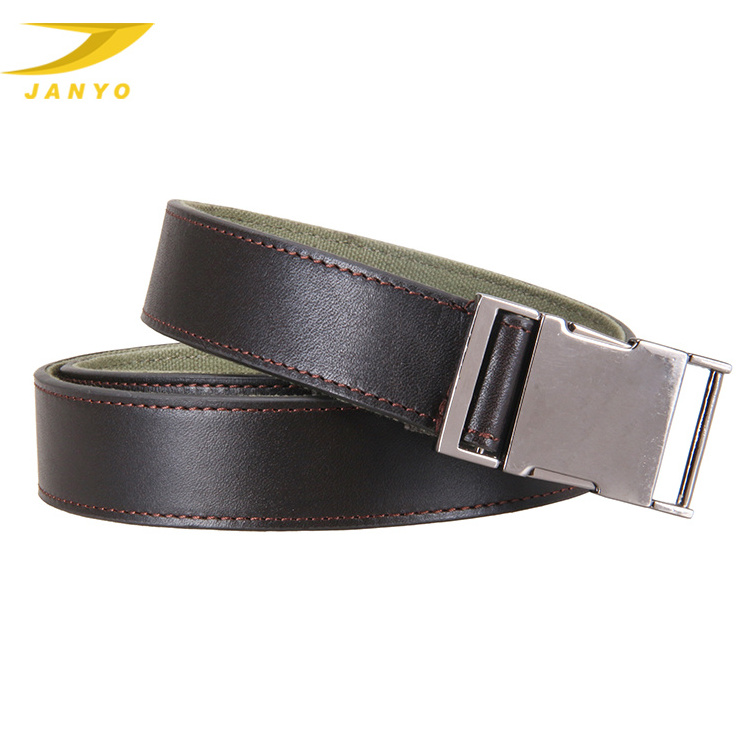 OEM factory wholesale belt PU leather canvas interlock buckle black belt for men