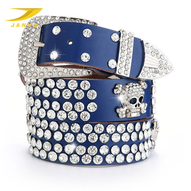 Luxury Women genuine leather accessories rhinestone fashion decorative ladies edition jeans wide belt for lady