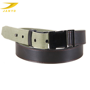 OEM factory wholesale belt PU leather canvas interlock buckle black belt for men