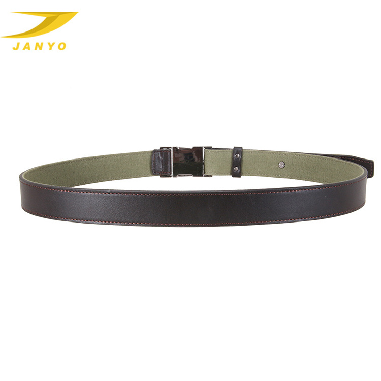 OEM factory wholesale belt PU leather canvas interlock buckle black belt for men