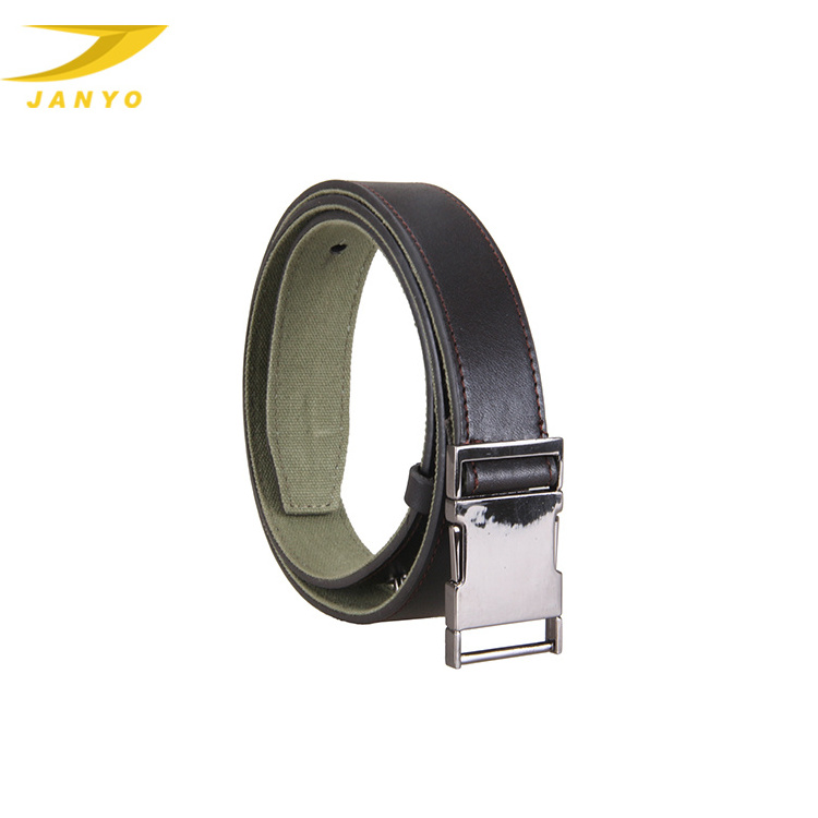 OEM factory wholesale belt PU leather canvas interlock buckle black belt for men