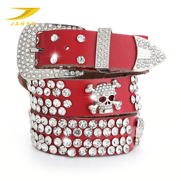 Luxury Women genuine leather accessories rhinestone fashion decorative ladies edition jeans wide belt for lady