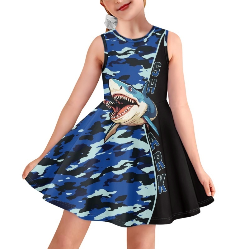 Dropshipping Camouflage Pattern Little Girls Sleeveless Toddler Summer Sundress Princess Gown Tank Dresses for Kids Girls