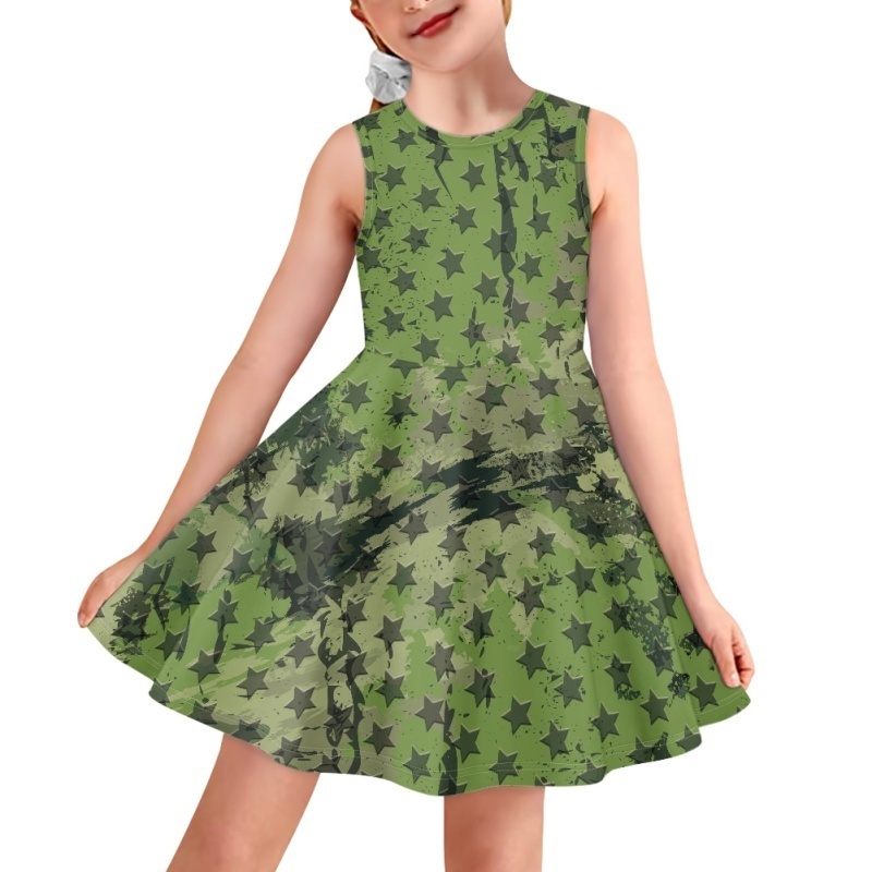 Dropshipping Camouflage Pattern Little Girls Sleeveless Toddler Summer Sundress Princess Gown Tank Dresses for Kids Girls