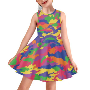 Dropshipping Camouflage Pattern Little Girls Sleeveless Toddler Summer Sundress Princess Gown Tank Dresses for Kids Girls