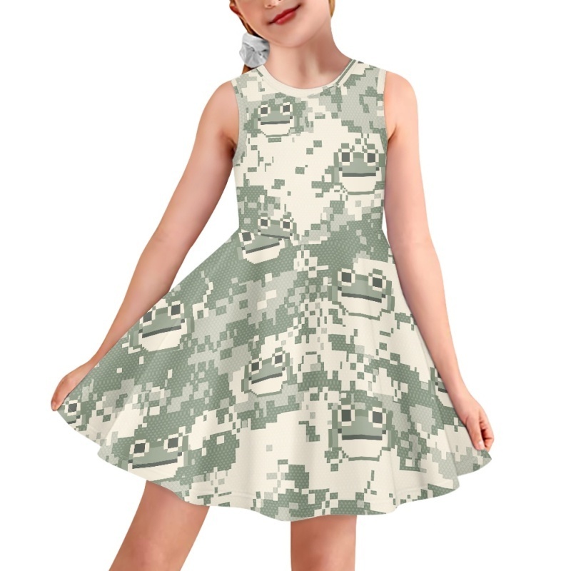 Dropshipping Camouflage Pattern Little Girls Sleeveless Toddler Summer Sundress Princess Gown Tank Dresses for Kids Girls