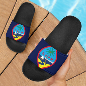 Factory Wholesale Women Guam Seal Tribal All White Slide Sandals Deep Pvc Sole Men Beach Slipper Waterproof Sandal