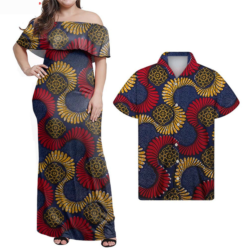 elegant floral casual African dresses tribal kente prints one shoulder maxi dresses for women 2021 plus big size women clothing